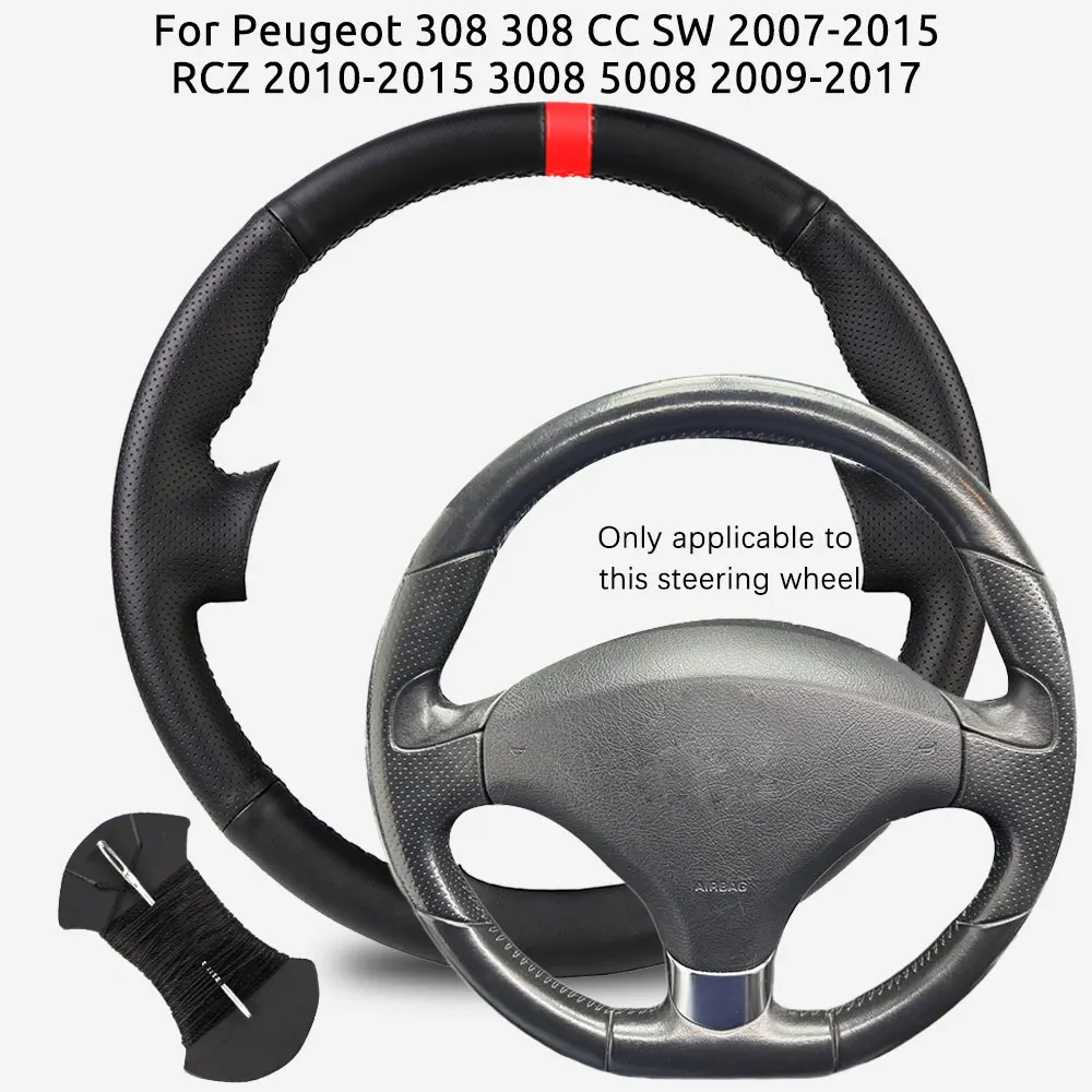 

DIY Car Steering Wheel Cover Microfiber Leather For Peugeot 308 308 CC SW 2007-2015 RCZ 2010-2015 3008 5008 2009-2017