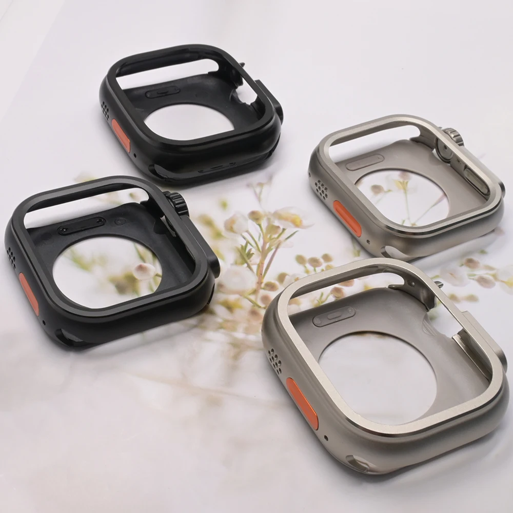 เคสสีไทเทเนียมสำหรับ Apple Watch Ultra 3 2 Series 11 10 46 มม. พร้อมฟิล์มกันรอยหน้าจอโลหะสำหรับ iwatch 9 8 7 45 มม. 6 5 4 SE 44 มม.