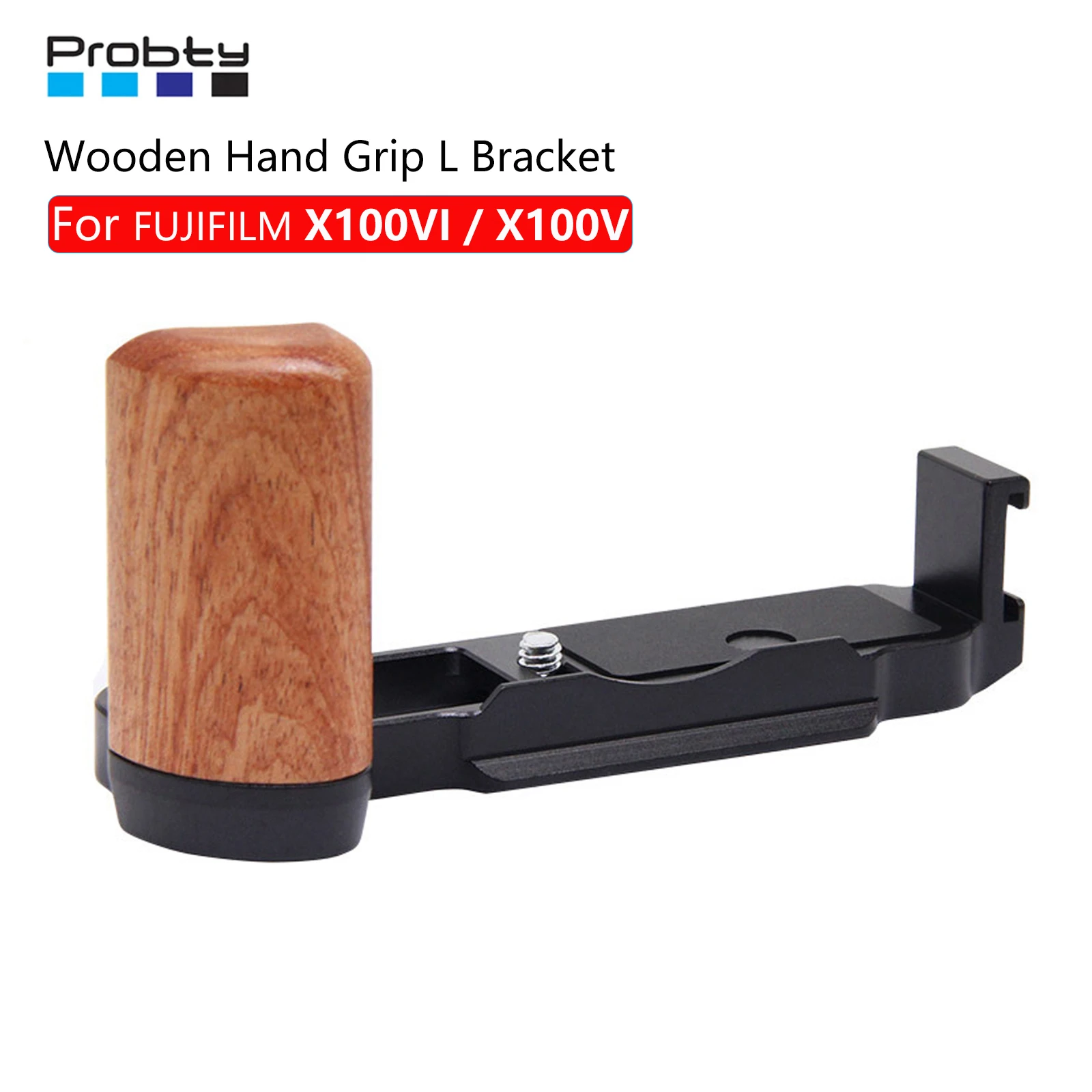 

Probty X100V X-100VI Camera Handgrip L Plate Bracke with Wooden Grip for Fujifilm X-100VI/X-100V Vlog Digital Camera
