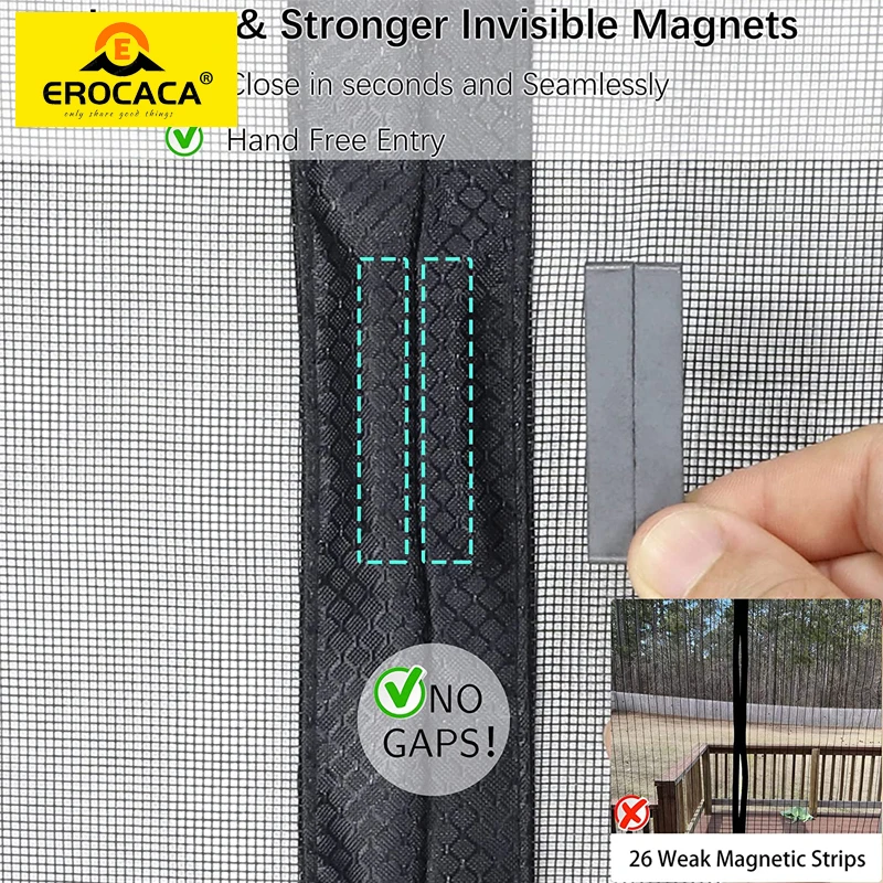 EROCACA Magnetic Door Curtain,Anti-mosquito And Insect-Proof Automatic Closing Invisible Gauze ,Large-Size Custom Door Curtain