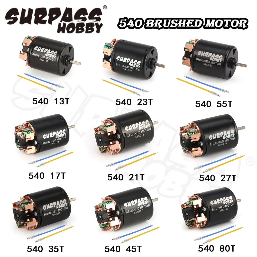 540 80T 13T 17T 21T 23T 27T 35T 45T 55T 540 Brushed Motor for 1/10 Off-Road Rock Crawler Climbing RC Car RC Brushed Motors