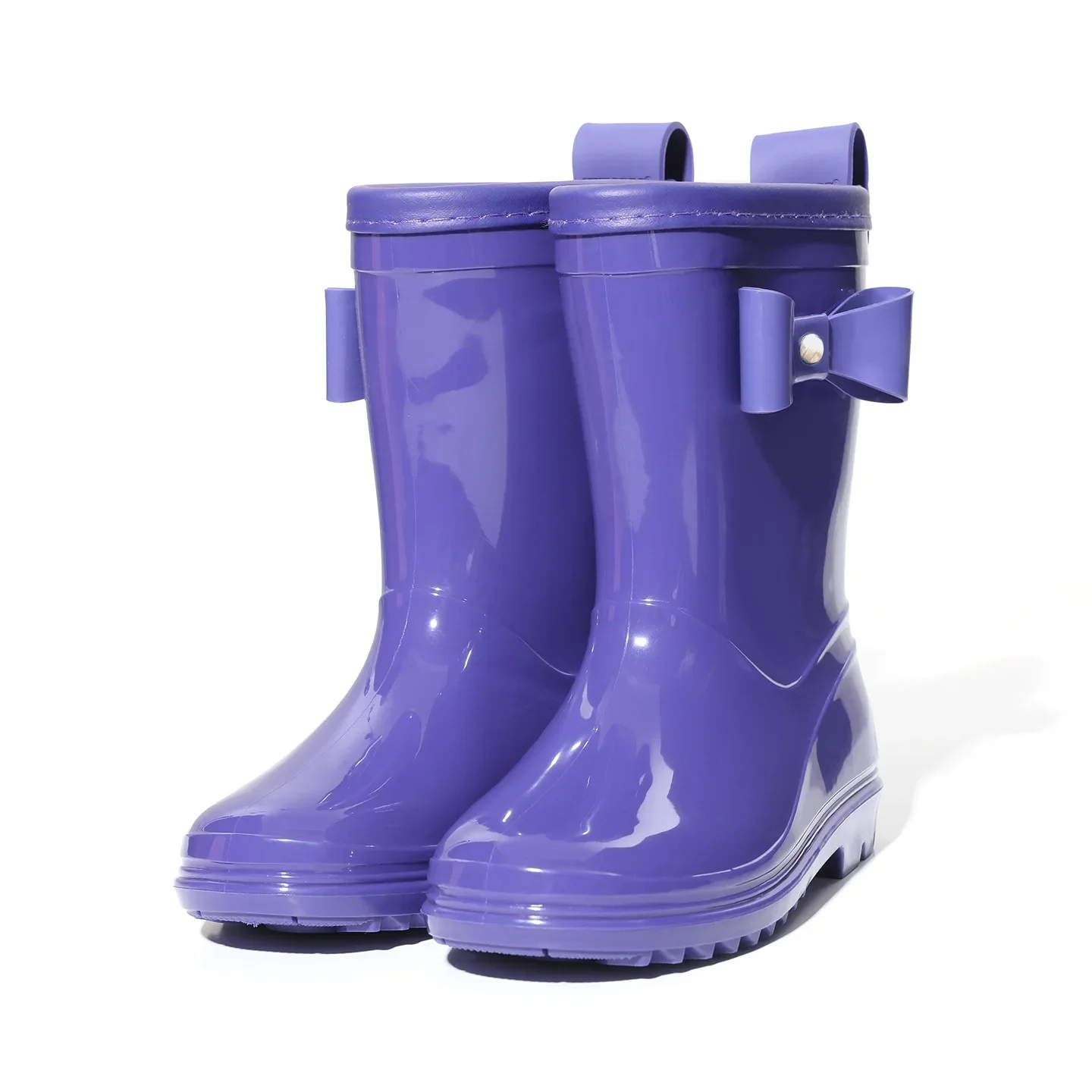 New Kids' Rain Boots Children Casual Rain Boots with Bow Girls Simple Solid Color Non-Slip Thick Sole Stain-Resistant Shoes