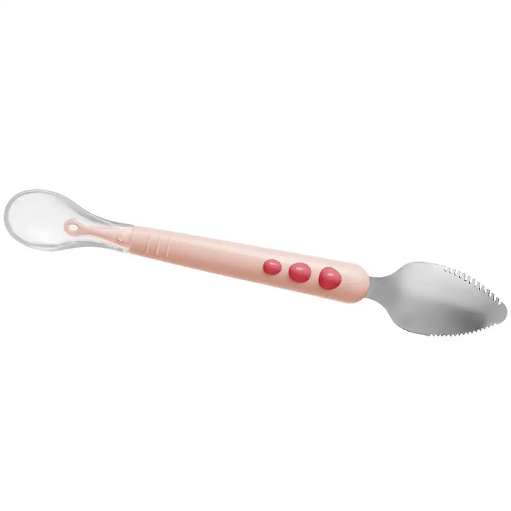 

304 Stainless Steel Silicone Fruit Puree Spoon Double Head Baby Food Spoon Storage Box Toddler Feeding Supplies Dessert Sugar