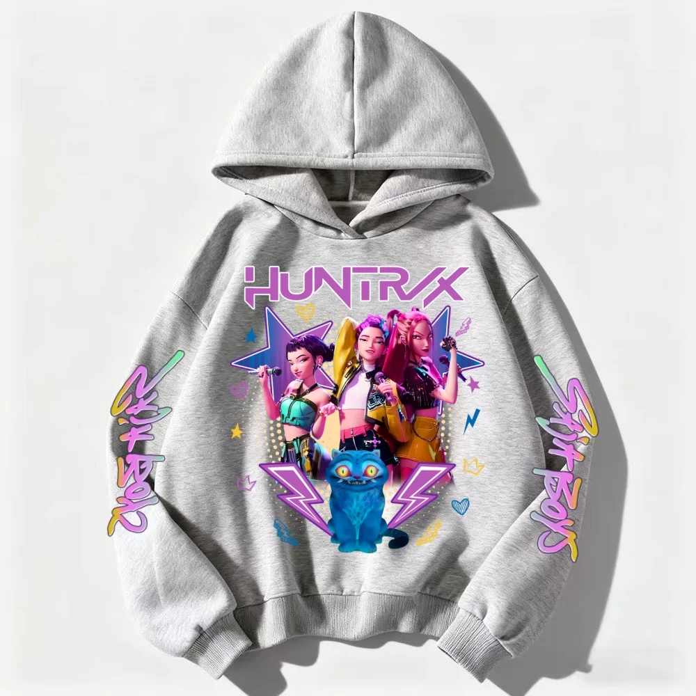 الأطفال العصرية هوديي KPop شيطان هنتر نمط معطف البلوز الفتيان الفتيات 3-12Yrs هدية طويلة الأكمام أعلى عارضة الساحرة الوردي Cl