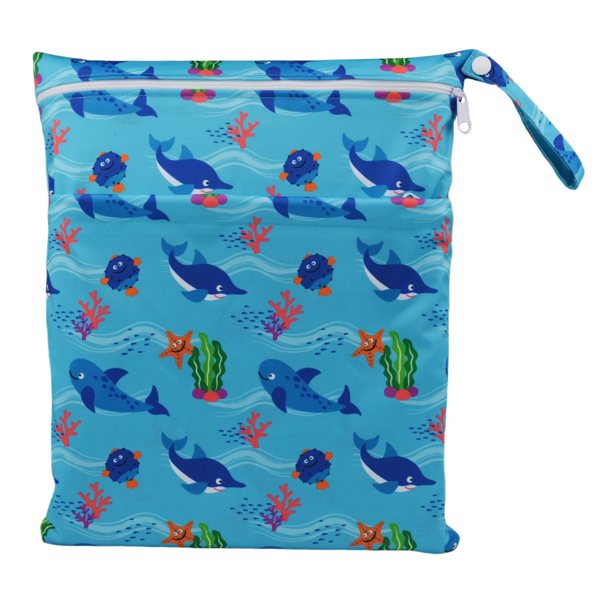 [Sigzagor] Wet Dry Bag With Two Zippered For Baby Diapers Nappies Travel Storage Waterproof Reusable 29cmx36cm