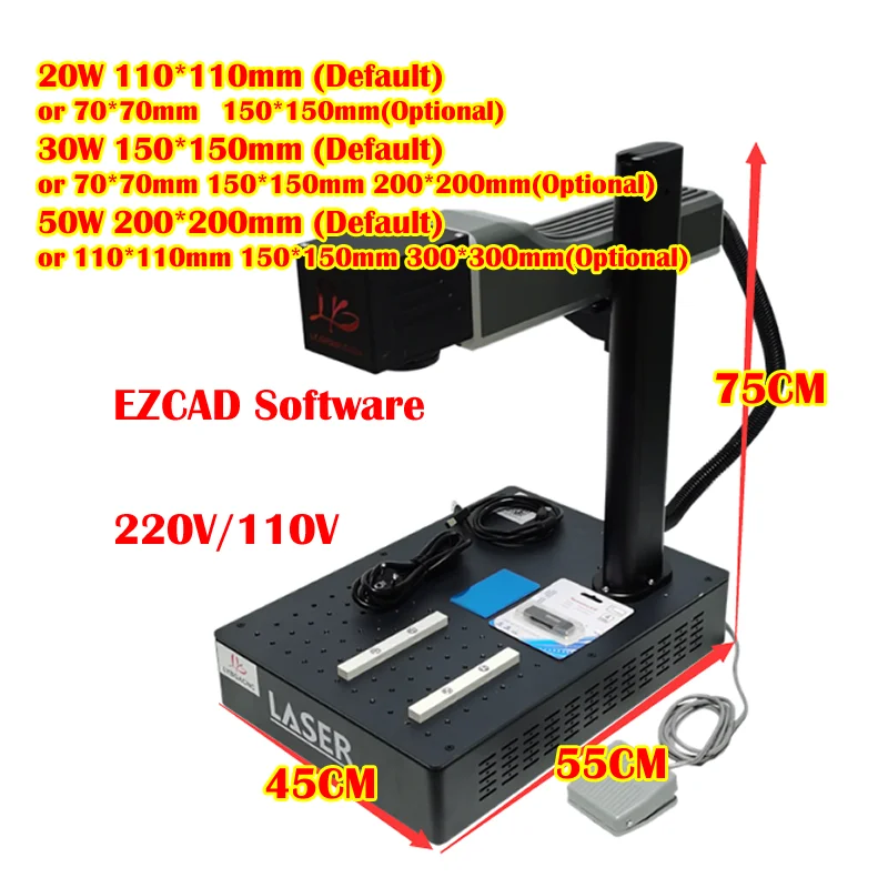 

50W 30W 20W Raycus Desktop Mini Fiber Laser Marking Machine Metal Engraving For Nameplate Jewelry Marking Steel Engraver