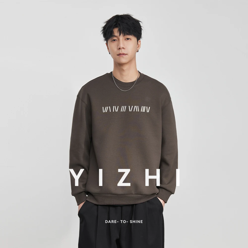

Fashion Men's Crew Neck Fleece-Lined Thick Sweatshirt 2025 Winter New Heavyweight Long Sleeve Loose Long Sleeve Top Pullover