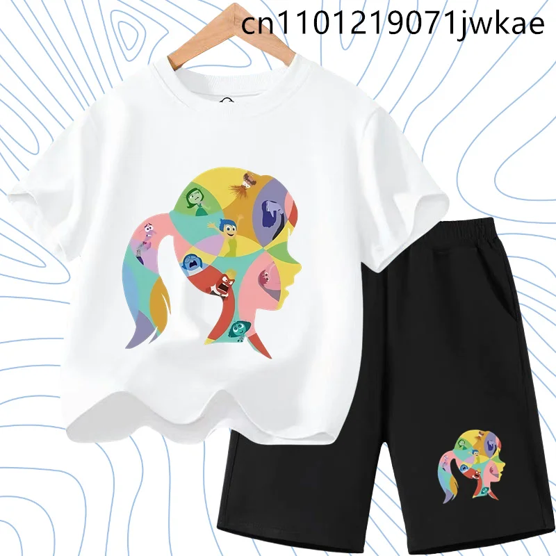 

Boys Girls Cartoon Tops+shorts 2pcs Pants Set Home Wear Clothes Kids Gift Disney Inside Out New T-shirt Suit Children Summer