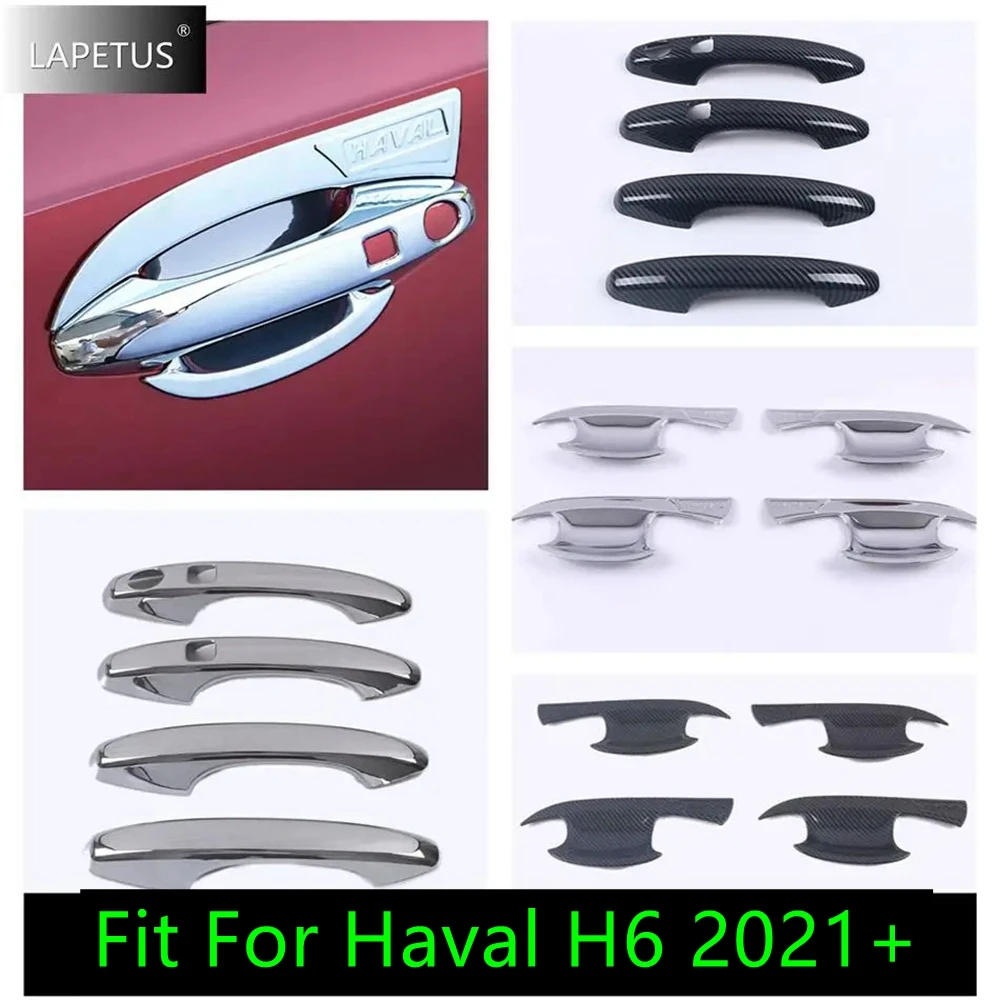 

ABS Door Pull Doorknob Handle Catch Bowl Protect Decor Cover Trim For Haval H6 2021 - 2024 Chrome / Carbon Fiber Car Accessories