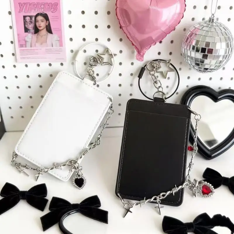 Kpop Photocard Holder Portable PU Leather Transparent Pocket Card Case for 3 Inch Idol Photocard Daily Home Storage