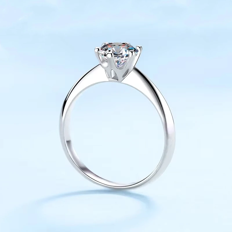 Fine Jewelry Birthday Gift 18K White Gold 1/2/3/5CT VVS1 D Color Moissanite Diamond Six-pronged Setting Wedding Bands for Women