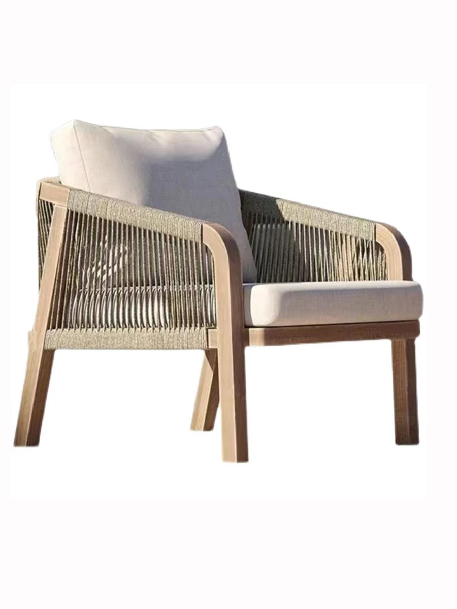 Outdoor patio teak sofa rattan table and chairs garden lounge furniture villa balcony rattan chair