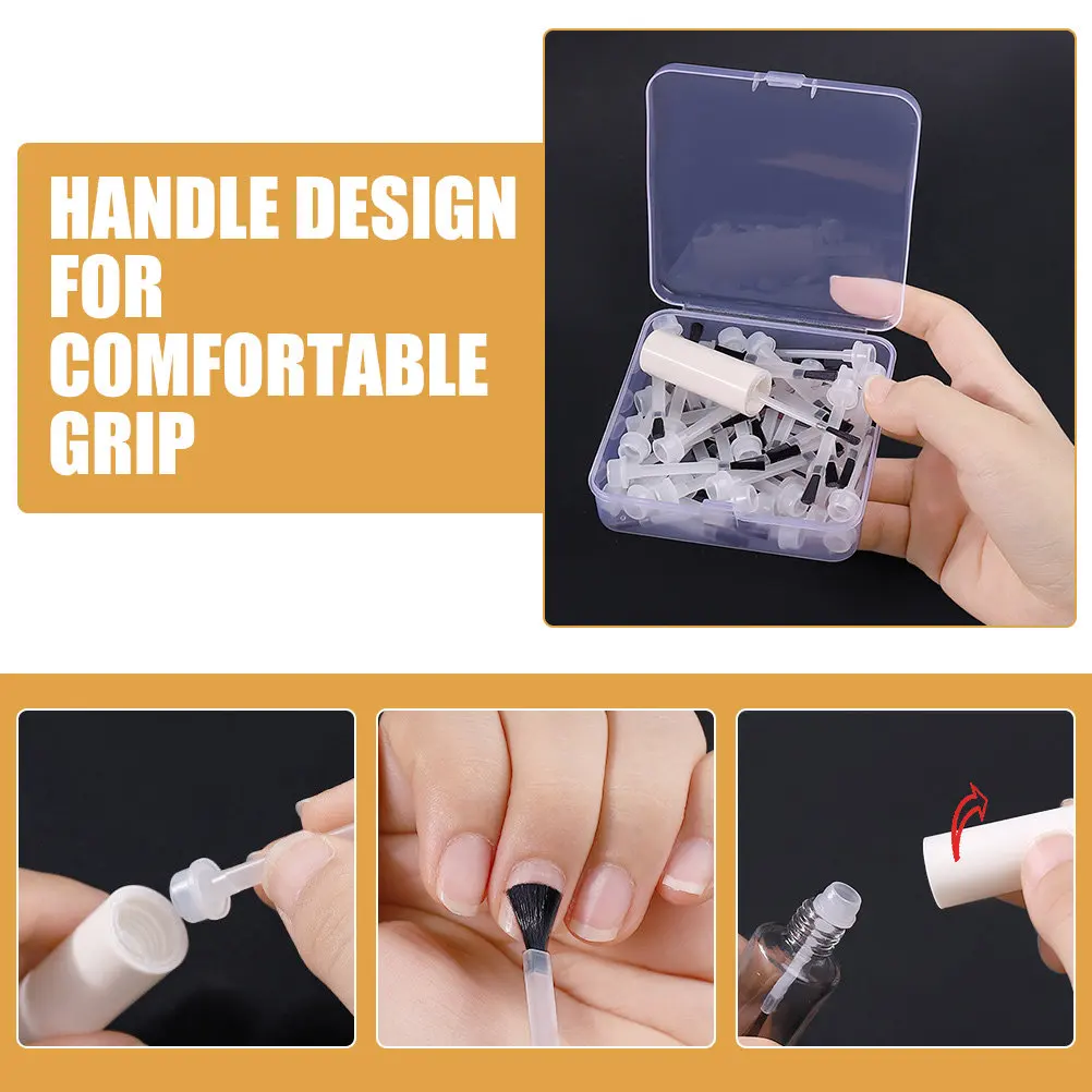 

50Pcs One Time Nail Polish Brush with Ergonomic Handle Smooth Gel Application Manicure Tool Fingernail Art Supplies