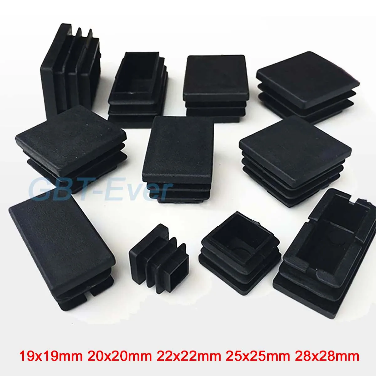 

10/20/30Pcs PE Plastic Square Pipe Plugs 19x19 20x20 22x22 25x25 28x28mm Black Hole End Caps Inserts Seal Plugs Chair Foot Pads