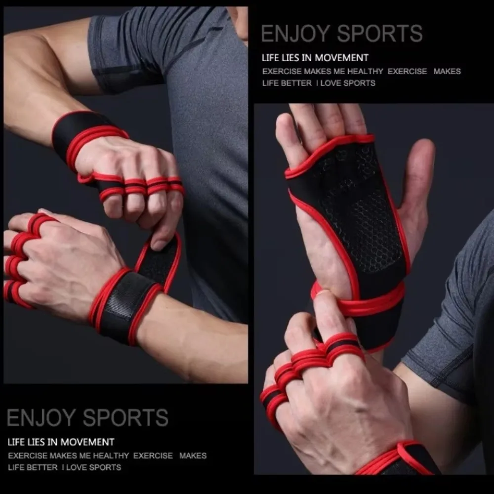 

Anti-Slip Training Sport Gloves Palm Protector Wrist Protector Workout Gloves Breathable Gym Gloves Body Building