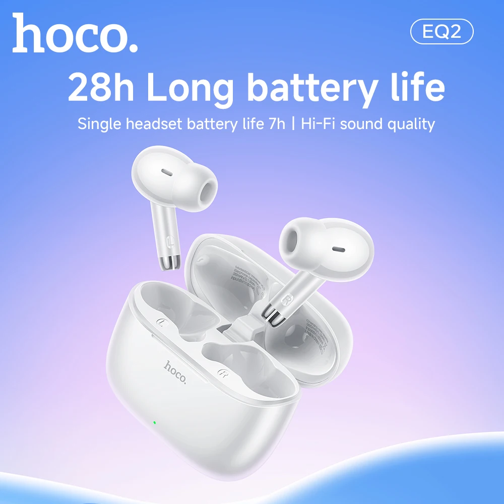 HOCO EQ2 True Wireless Bluetooth 5.3 Headset Built-InMicrophone Touch Control Earbuds Stereo In-ear headphones