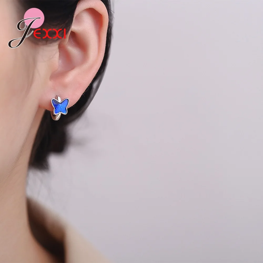 New Arrival 925 Sterling Silver Unique Butterfly Hoop Earrings For Women Fasion Simple Jewelry Gifts