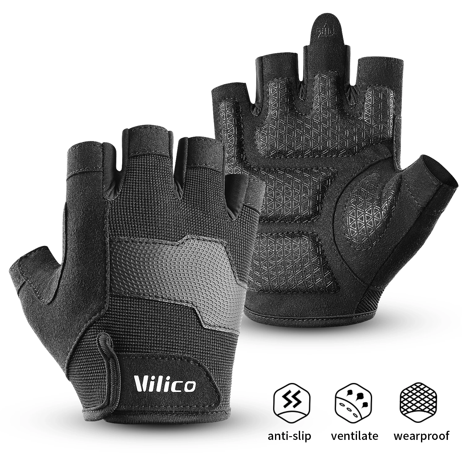 Мужские фитнес-перчатки без пальцев, утолщенные, износостойкие, для тяжелой атлетики, тренировок в спортзале, защиты ладоней, от мозолей