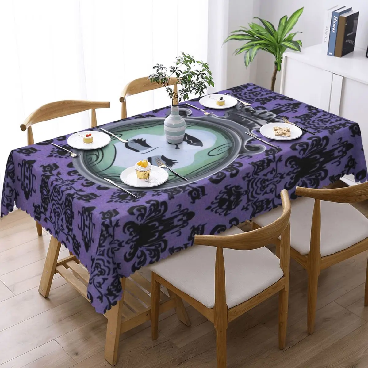 Rectangular Haunted Mansion Purple With Madame Table Cloth Waterproof Tablecloth Outdoor 45