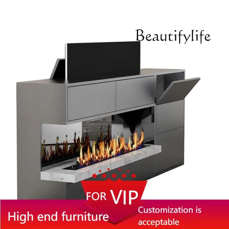 

UP Intelligent remote control lift TV partition cabinet can be placed in fireplace custom voice control integrated