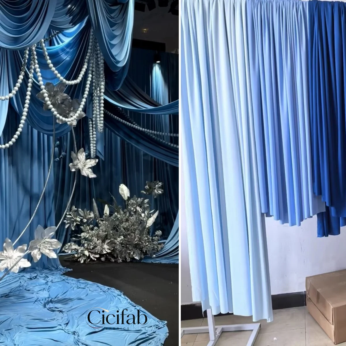 Blue series milk silk elastic fabric DIY decoration for wedding hall ceiling stage background decoration arch fabric