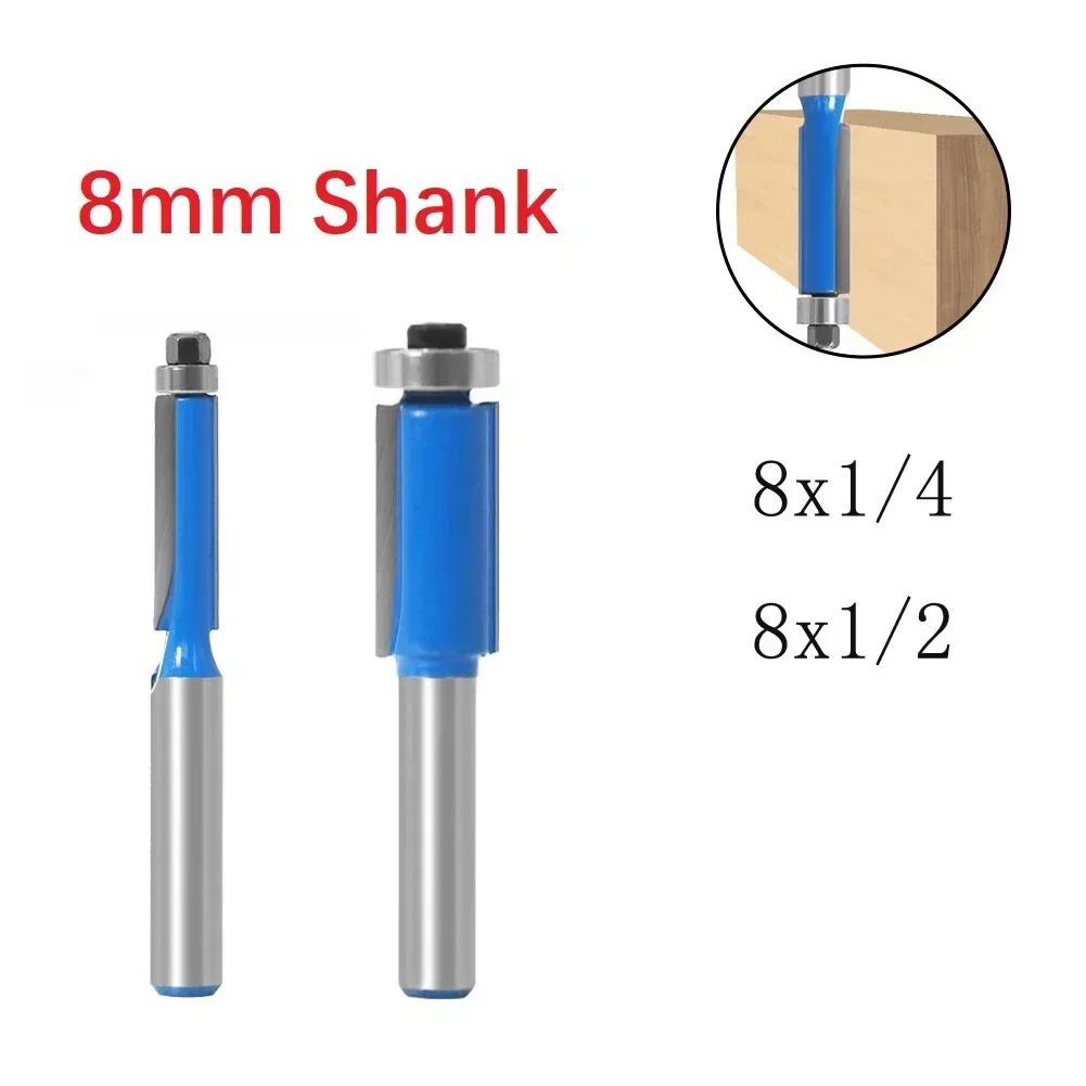 

1/2Pcs 8MM 6.35MM Shank Double Bearing Flush Trim Bit Router Bit Woodworking Milling Cutter For Wood Bit Face Mill