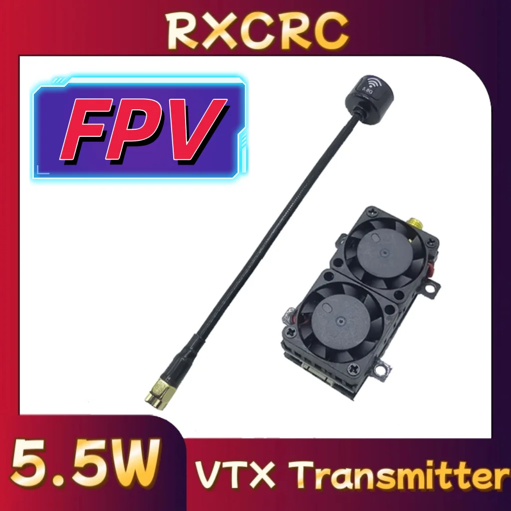 

RXCRC FPV 5.8G module 5.5W Power VTX Transmitter 48CH 15mm lollipop antenna for remote control aircraft,remote control vehicles.