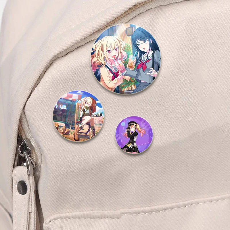 44/58mm Tenma Saki Cartoon Figure Badge Cosplay Singer Anime Brooches Handmade Cute Enamel Pins for Clothes Jewelry Bag Gifts