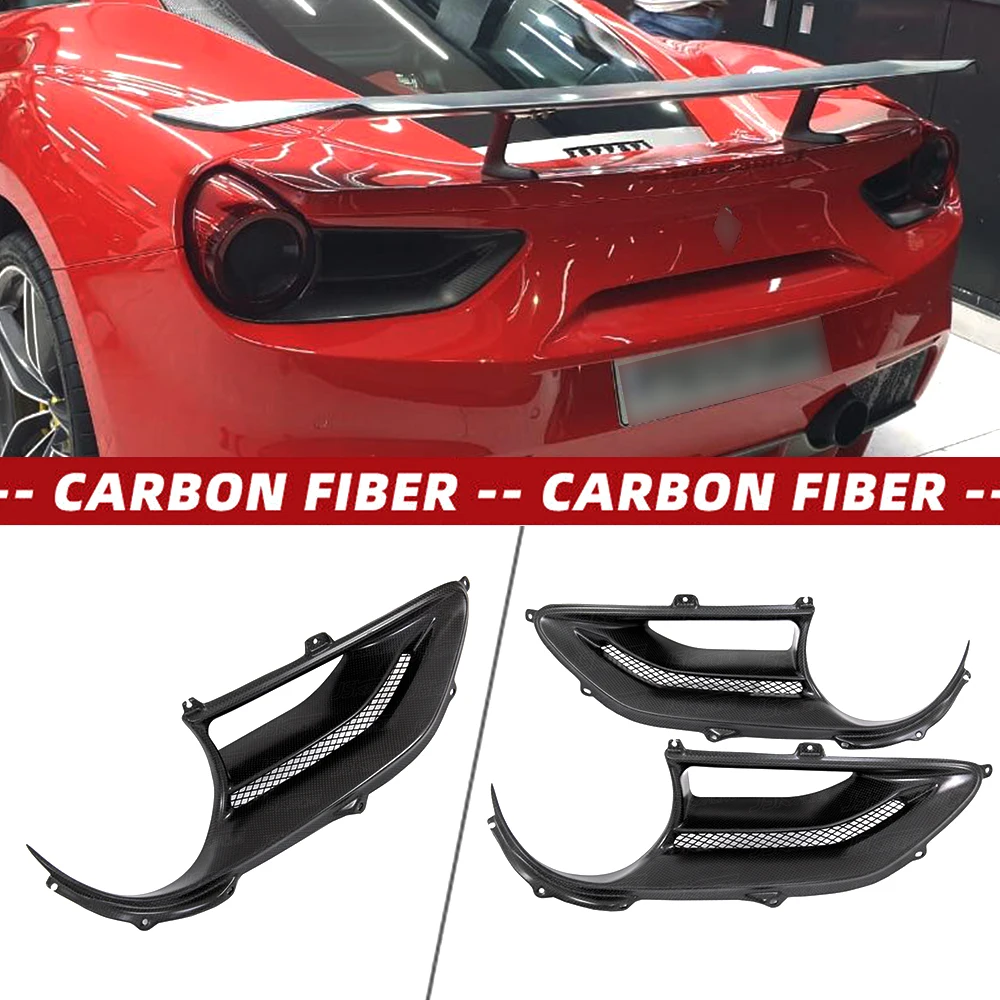 Matte Carbon Fiber Tail Light Cover (Plain Weave) For Ferrari 488 Gtb Gts Spider 2015-2018