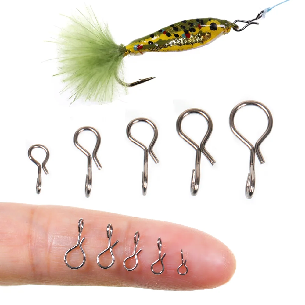 50 Stück/200 Stück Hochkarbon-Stahl Fliegenfischen Schnellwechsel-Clips Sabiki Rig Jig Köder Spinner Verbinder Angelzubehör – Detail 1