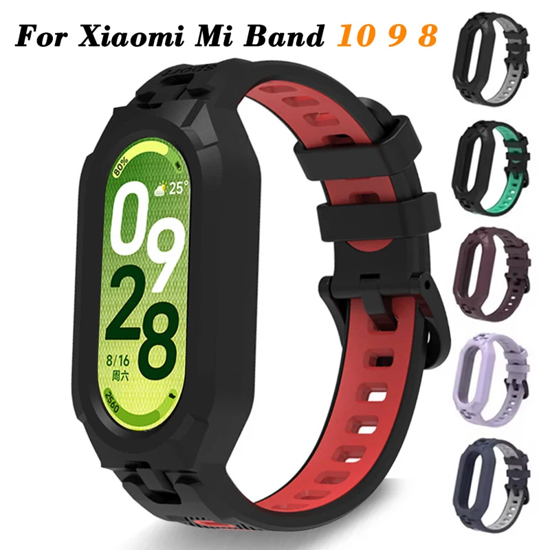 Soft TPU Silicone Case+Strap For Xiaomi MiBand 8 9 10 Strap Bracelet For Correa For Xiaomi Mi band 8 9 10 Wristband Accessories