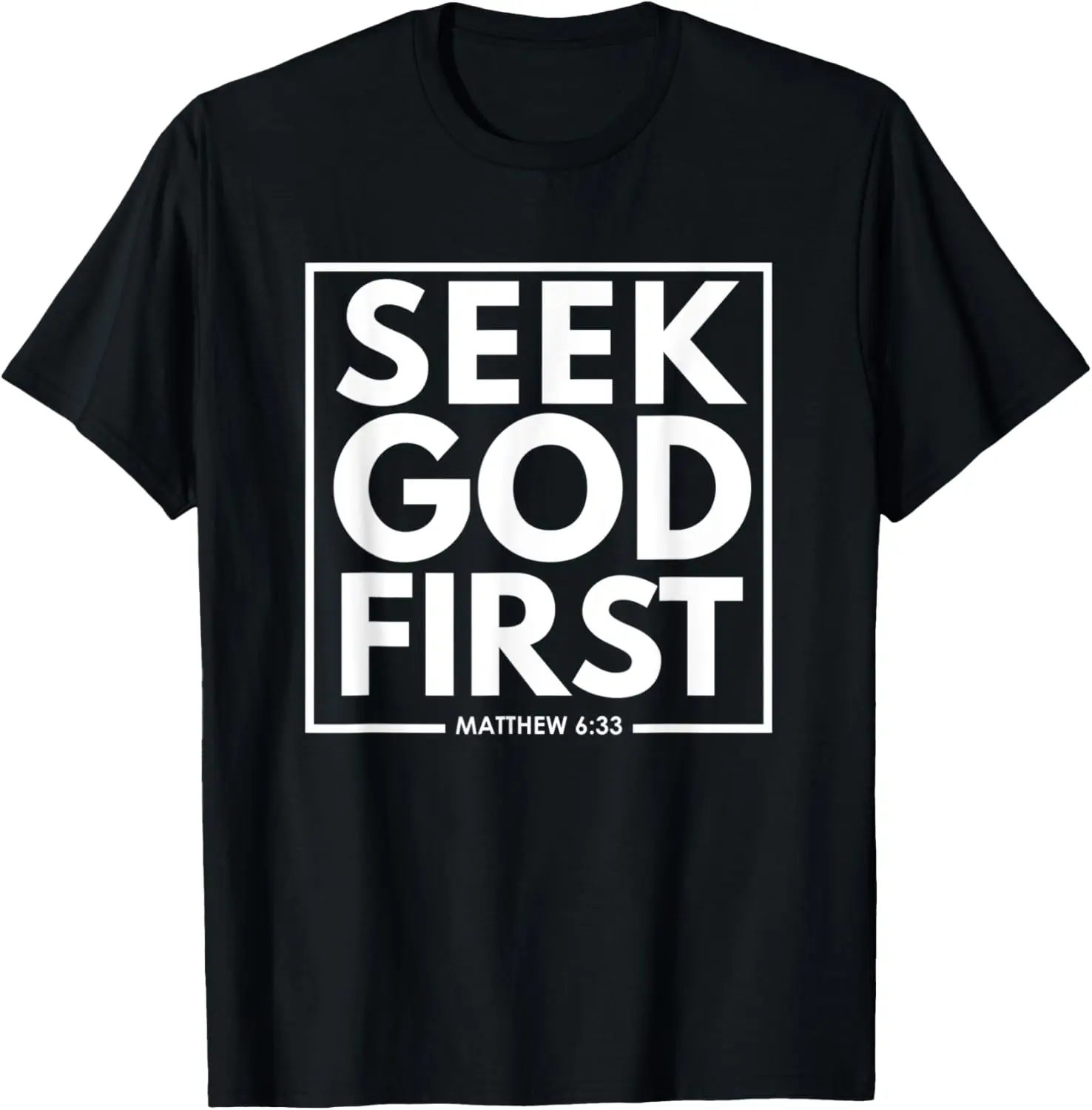 

Футболка Seek God First Matthew 6:33 с христианскими стихами из Библии