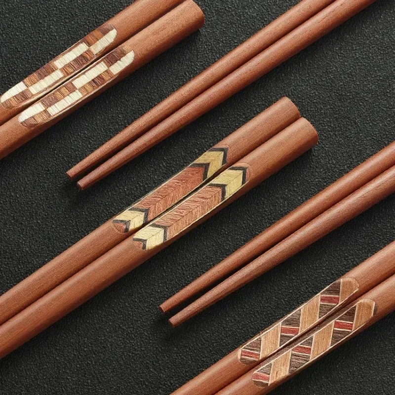 

Deluxe Chopsticks Set Cherry Wood Japanese Sushi Chopsticks Chinese Tableware Bohemian Style Solid Wood Tableware