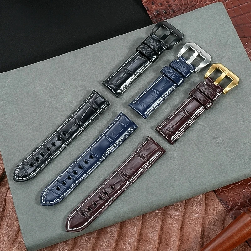 Для Panerai 1950 PAM441 111 380 382 ремешок для часов из крокодиловой кожи 22 24 26 мм мужской ремешок для часов из натуральной кожи аксессуары для браслетов
