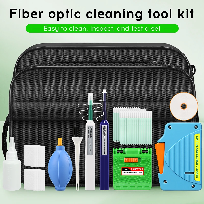 Fiber Optic Cleaning Tool Kit SC/ST/FC/LC Optical Fiber Cleaner Box Fiber Wiping Clip 2.5MM/1.25MM Fiber Cleaner Pen Cotton Swab