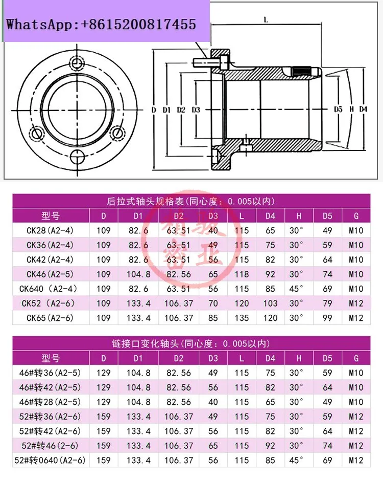 التحكم العددي مخرطة تشاك مقعد رمح رئيس Helong الربيع الصلب كوليت 46 نوع 36 نوع 0640 نوع 52 نوع نقل رمح headA5 #6