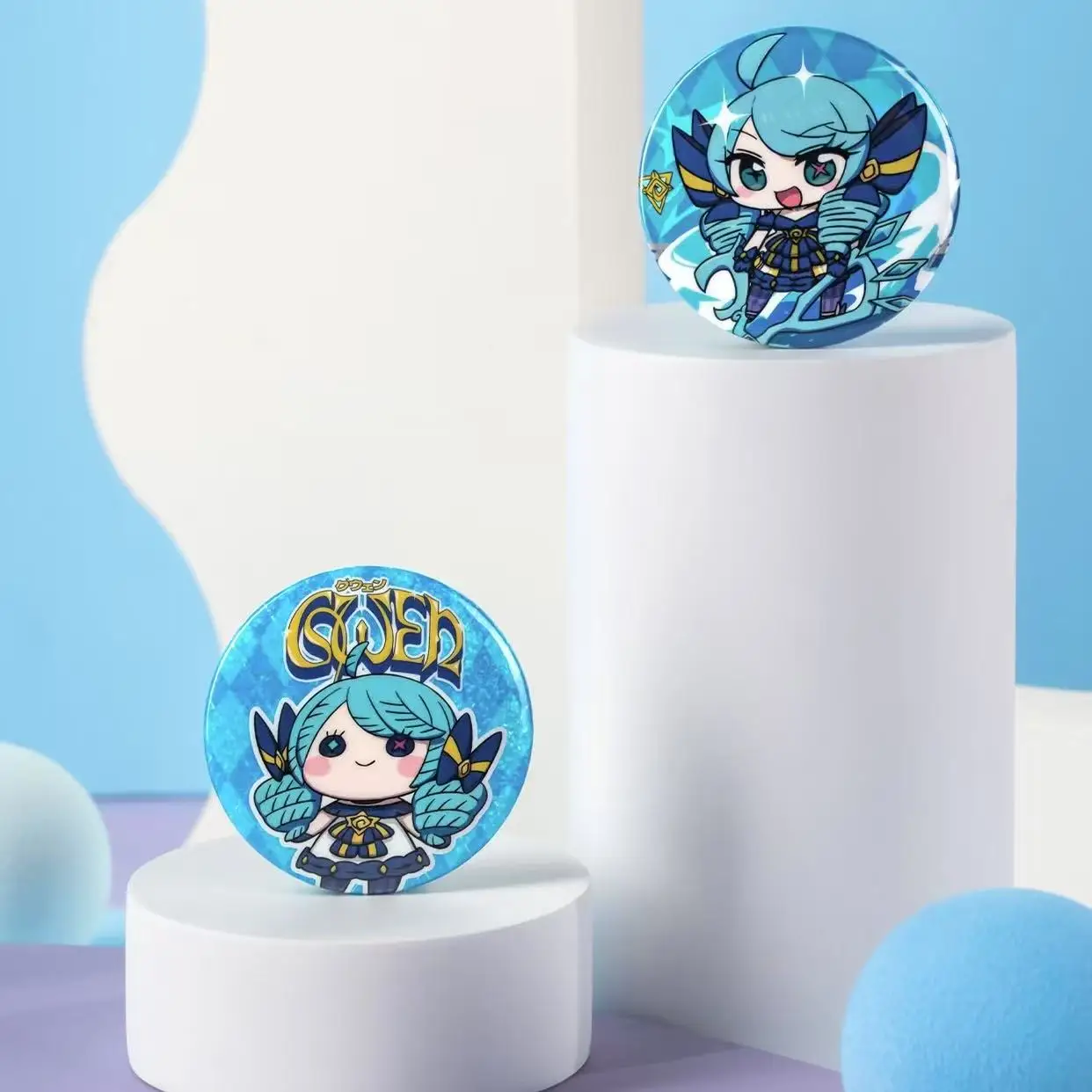Chibi Series Tin Badge set Blind box Set(8pieces in total) Ahri Jinx Akali Teemo Gwen Seraphine Yasuo Ekko Jhin Orianna - view 4