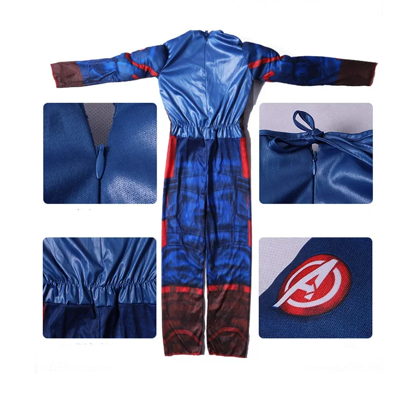 Super Hero Captain America Cosplay Kostuum Spier Jongens Aankleden Film Rollenspel Prestaties Kostuum Kids Captain Jumpsui @ 0Z *