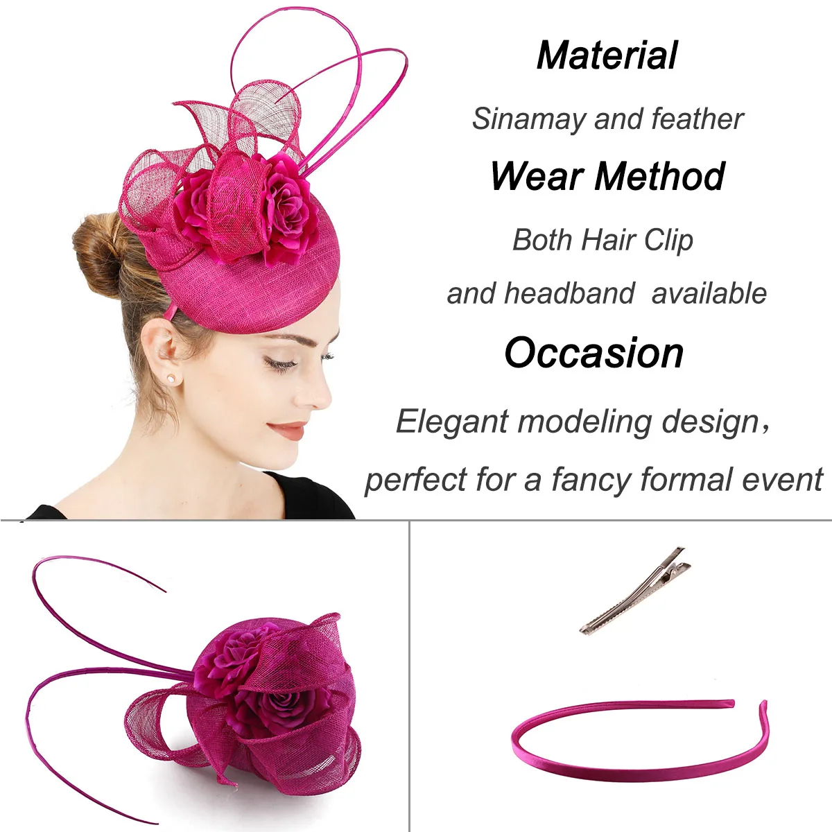 Nice Quality 4-Layer Sinamay Wedding Fascinator Hat For Wedding Elegant Women Fashion Headwear Party Dinner Chapeau Hair Clip