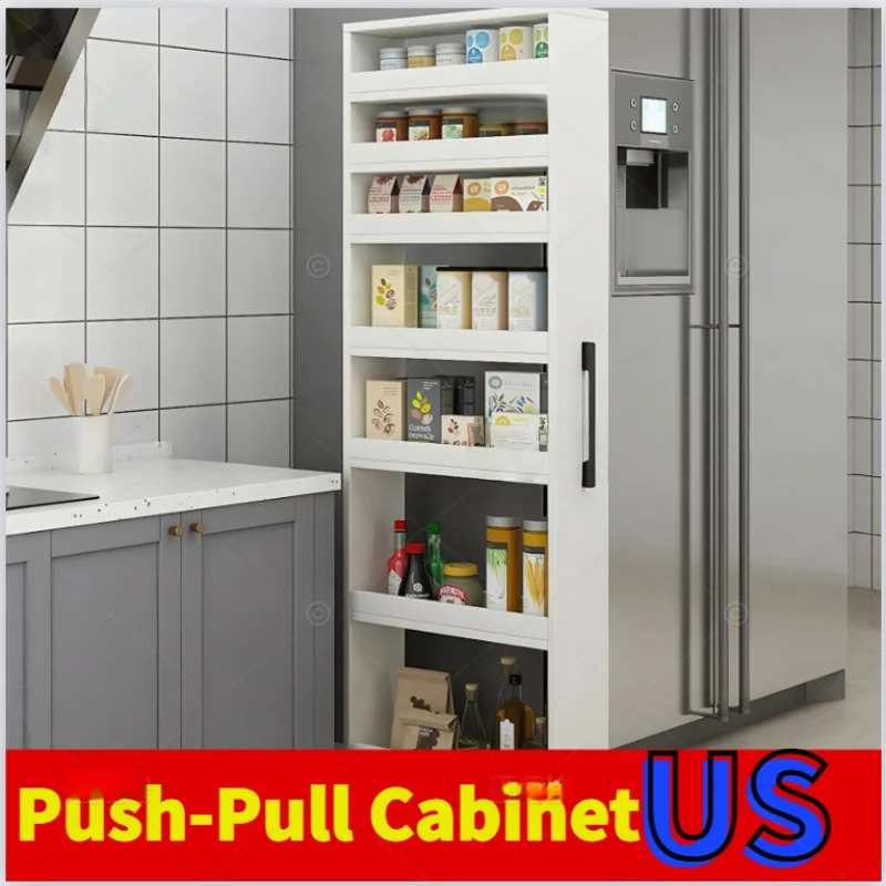 

Next to the Refrigerator Clip the Gap Shelf Large Capacity Push-Pull Cabinet Movable Ultra-thin and Extremely Narrow Storage Cab