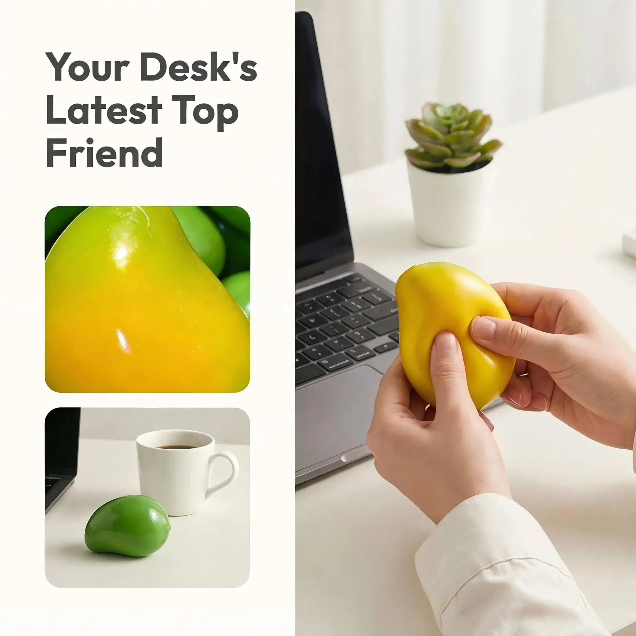 Crispy Mango Stress Ball Temperature Color‑Changing Squishy Fidget Toy Handmade ASMR Sensory Squeeze Relaxation Adult kid Gift