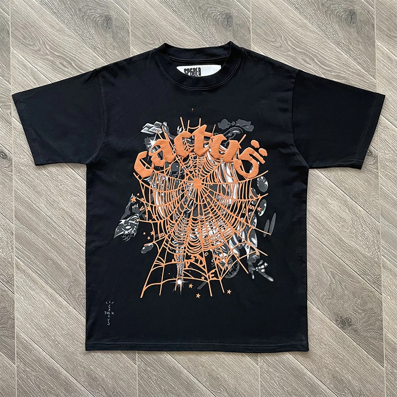 

Футболка Sp5der Worldwide Collaborative Spider Web с коротким рукавом, хлопковая, молодежная, модная, летняя, повседневная, с круглым вырезом