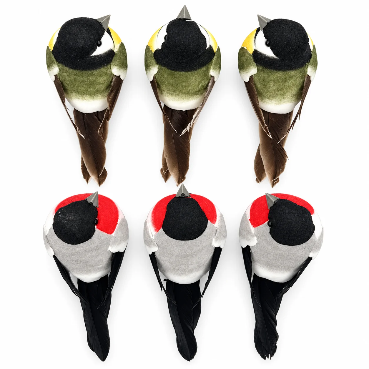 6PCS Artificial Bird Ornaments Decorative Bird Figurines for Home Garden Tree Holiday Display Black