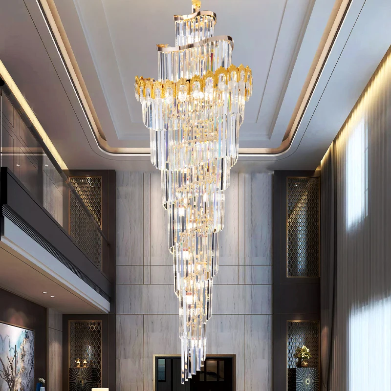 

Light Luxury Villa Hollow Duplex Creative Chandelier Crystal Hall Spiral Staircase Post-Modern Living Room Lobby Chandelier