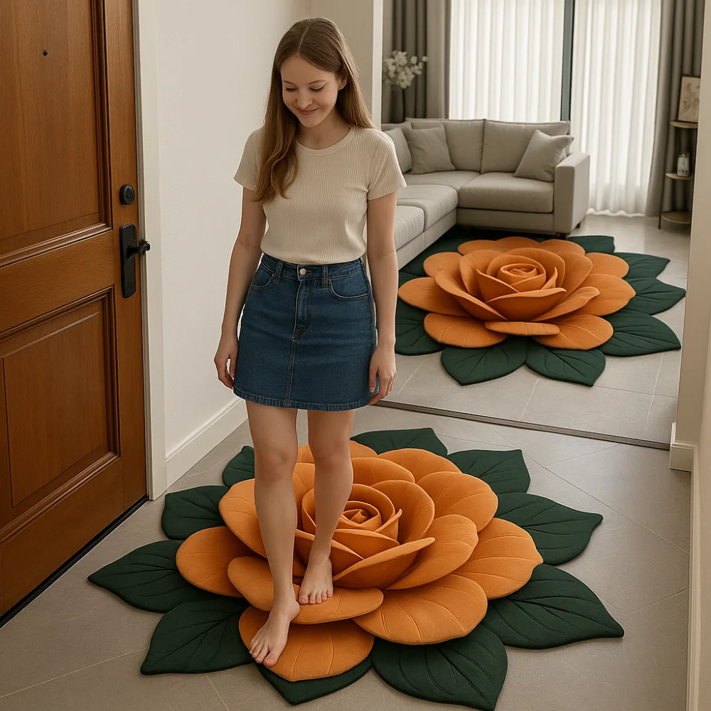 

Ковер с цветком специальной формы, нескользящий мягкий напольный коврик для ванной комнаты, впитывающий 60x60 см, дверная прокладка для гостиной, чайный столик, прикроватная тумбочка