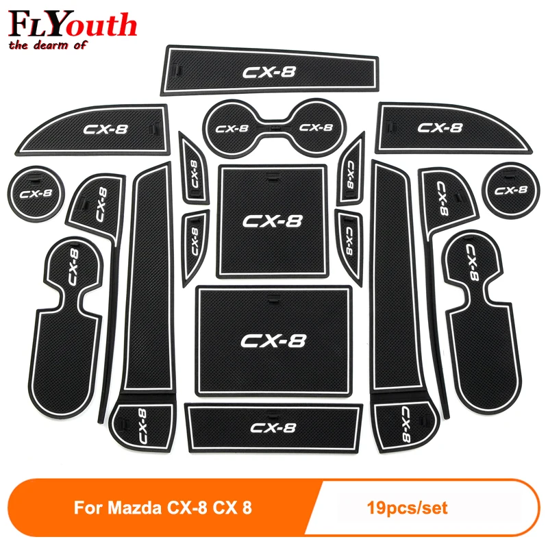 Rubber Mat Door Mat Anti-slip Cup Pad For Mazda CX-8 CX8 CX 8 2013 2014 19pcs Interior Decoration Accessory Gate Slot Pad