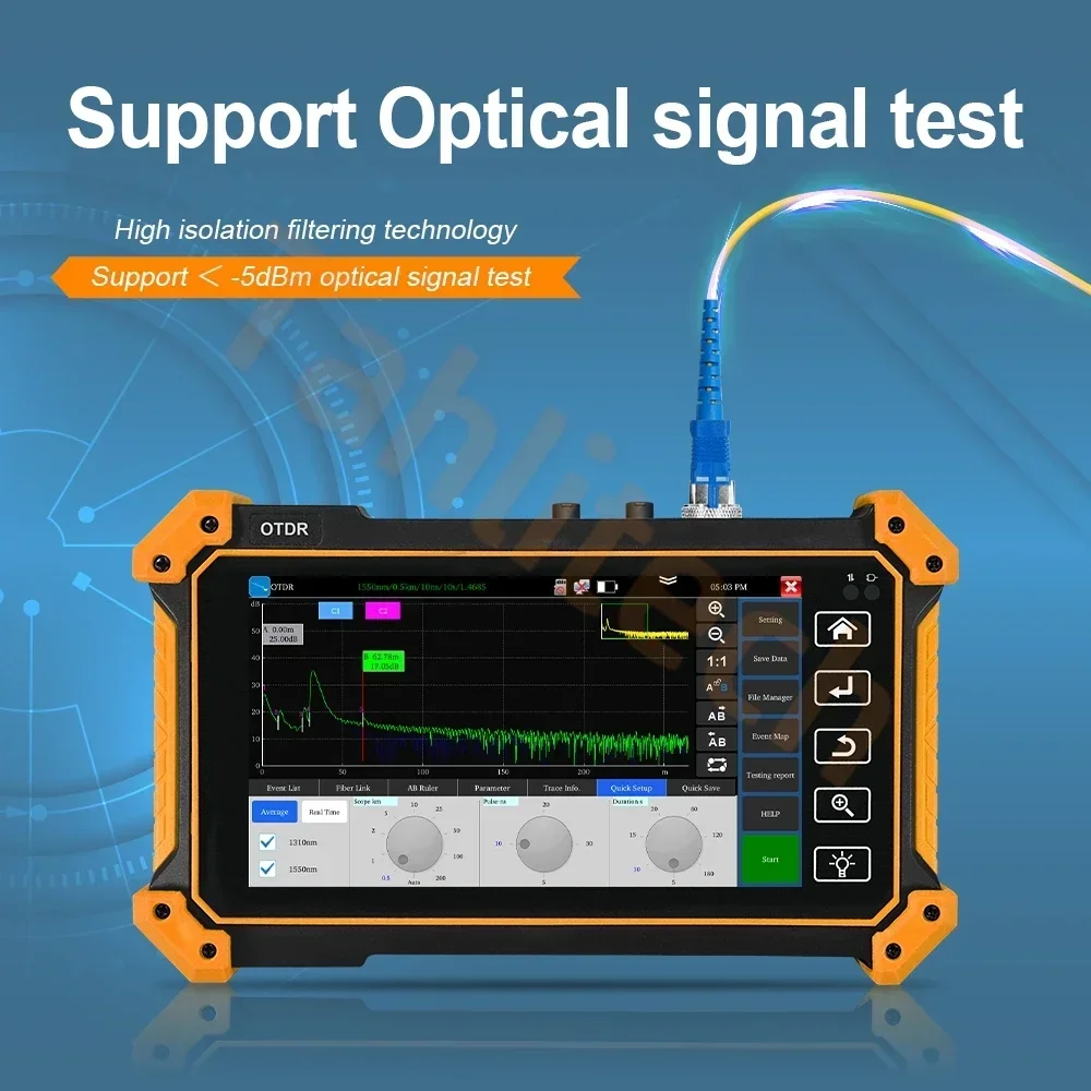 OTDR 1310nm 1550nm 1610nm 100KM 24/26/28dB Optic Fiber Reflector with PDF report OPM VFL laser source RJ45 tester