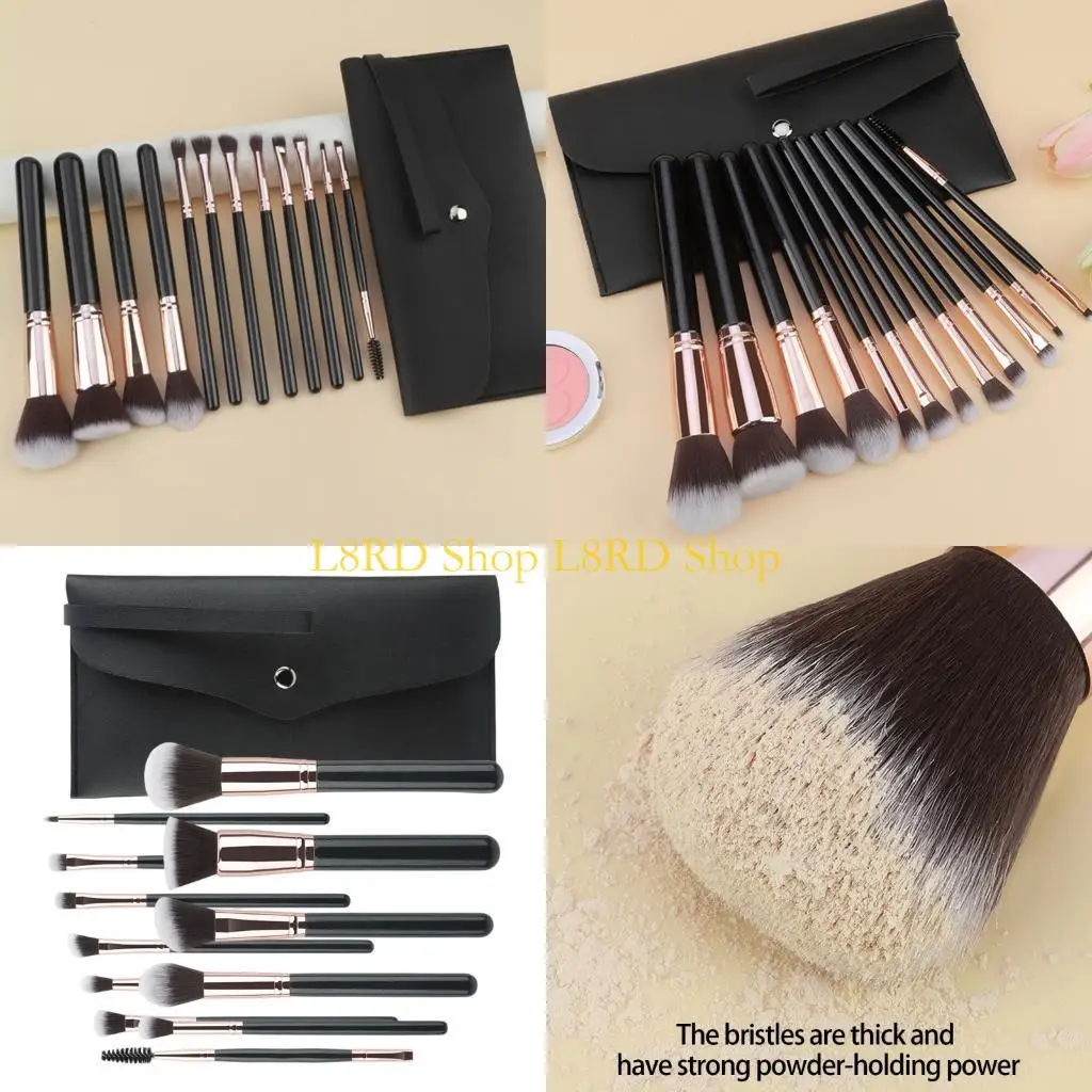 L8RD Compact 12 Pieces Cosmetic Brush Set Travel Face And Eye Makeup Brushes