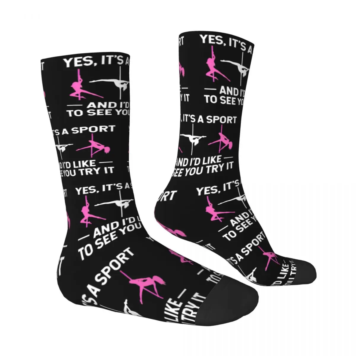 Pole Dance Yes Its A Sport And I Like To See You Socks Winter Stockings Fashion Adults Men Socks Design Running Anti Skid Socks