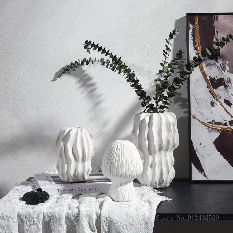 Creative Art Geometry Ceramic Vase, Nordic style, Household Dining Table Living Room Bedroom Study Decoracion, Flower Ware , 1Pc